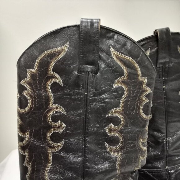 JE-VER EXOTIC LEATHER MENS COWBOY BOOTS BLACK SIZE 13.5 - Picture 6 of 9